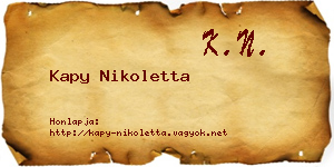 Kapy Nikoletta névjegykártya